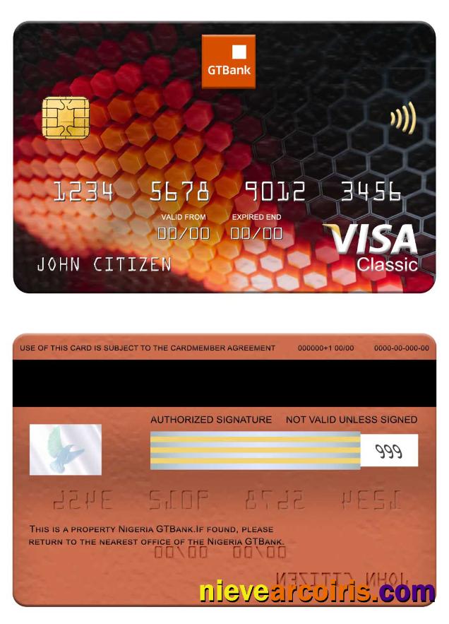 Nigeria GTBank visa classic card
